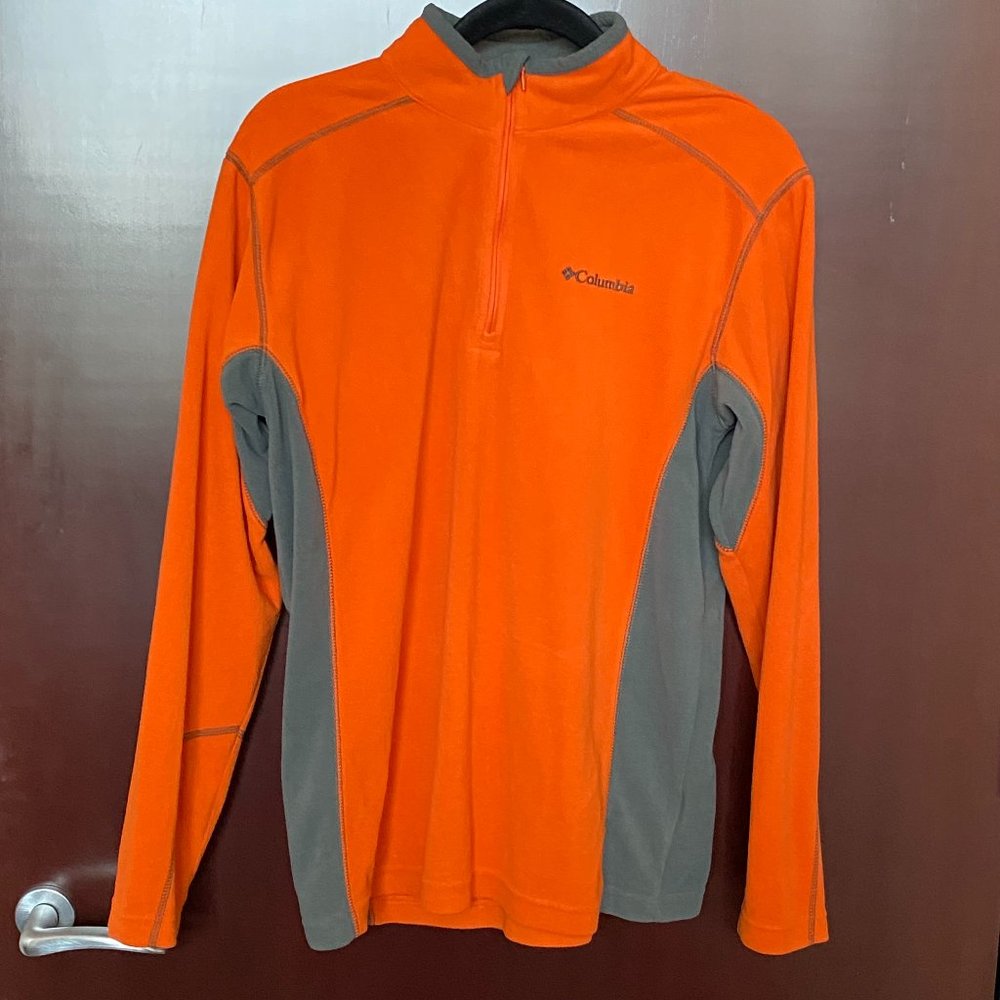 Columbia Long Sleeve Lightweight 1/4 Zip Fleece Orange & Gray - Men's M